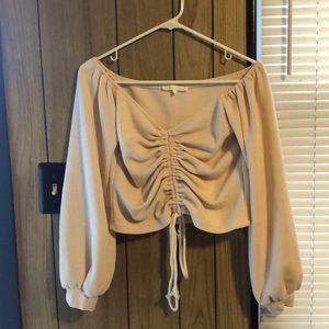 Cream/beige cinched long sleeve shirt